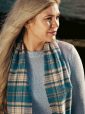 1992 - Irish Wool Scarf Long Blue Beige Check 4