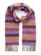 1904 - Irish Wool Scarf Long Purple Orange Pink Stripe Herringbone 1