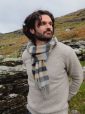 1905 - Irish Wool Scarf Long Grey Camel Silver Stripe Herringbone 4