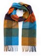 1920 - Irish Wool Scarf Long Mustard Green Blue Orange Blackberry Check 1