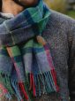 1932 - Irish Wool Scarf Long Purple Green Navy Check 3