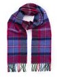 1940 - Irish Wool Scarf Long Raspberry Red Lavender Purple Check 1