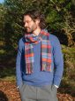 1968 - Irish Wool Scarf Long Navy Red Blue Wine Plaid 7