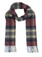 230 - Irish Wool Scarf Short Red Straw Graphite Plaid