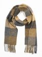 233 - Irish Wool Scarf Short Grey Beige Black Check
