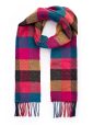 2407 - Merino Wool Cashmere Scarf Pink Coral Teal Herringbone Block 1