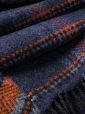 2408 - Merino Wool Cashmere Scarf Denim Orange Navy Check 2