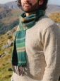2409 - Merino Wool Cashmere Scarf Green Beige Check 5