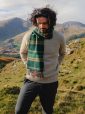 2409 - Merino Wool Cashmere Scarf Green Beige Check 7