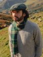 2409 - Merino Wool Cashmere Scarf Green Beige Check 9