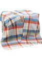 3131 - Merino Lambswool Blanket Blue Green Lilac Peach Plaid 1