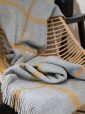 3136 - Merino Lambswool Blanket Grey Mustard Check 7