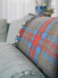 3137 - Merino Lambswool Blanket Grey Aqua Orange Mustard Check 2