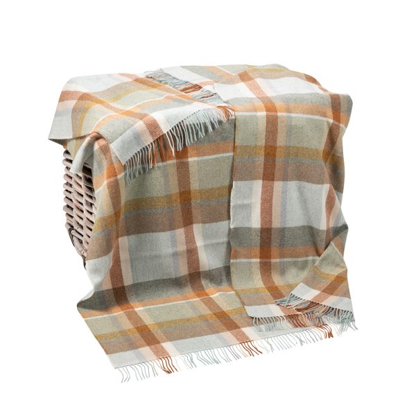 3140 - Merino Lambswool Blanket Green Rust Mustard Plaid 1 3140 - Merino Lambswool Blanket Green Rust Mustard Plaid 1