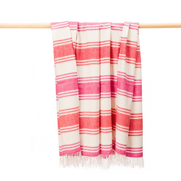 3164 - Merino Lambswool Blanket Pink Orange White Stripe 1 3164 - Merino Lambswool Blanket Pink Orange White Stripe 1