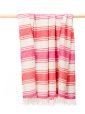 3164 - Merino Lambswool Blanket Pink Orange White Stripe 1
