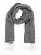 341 - Irish Wool Scarf Short Grey Black Herringbone 1
