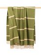 4010 - Wool Angora Throw Green Cream Windowpane Check 1