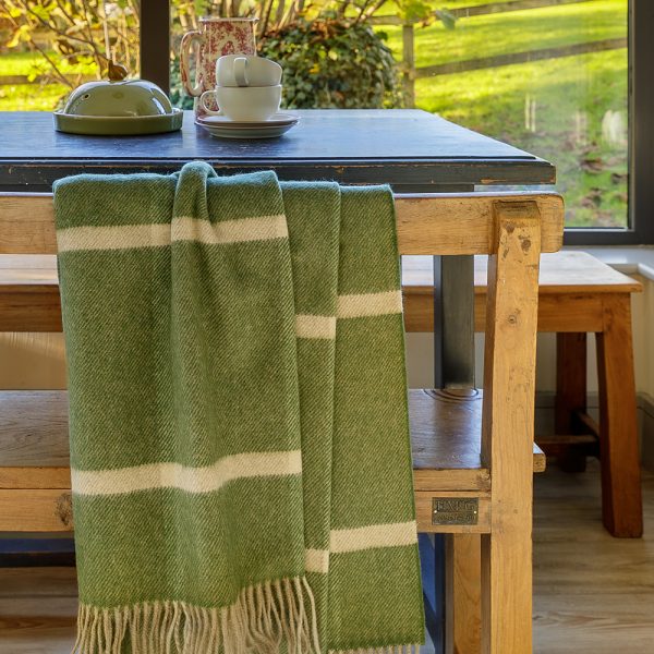 4010 - Wool Angora Throw Green Cream Windowpane Check 3 4010 - Wool Angora Throw Green Cream Windowpane Check 3