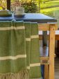 4010 - Wool Angora Throw Green Cream Windowpane Check 3