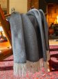 9000 - Oversize Merino Wool Cashmere Throw Grey Herringbone 4
