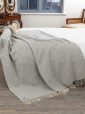 9001 - Oversize Merino Wool Cashmere Throw Pale Grey Cream Herringbone 1