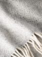9001 - Oversize Merino Wool Cashmere Throw Pale Grey Cream Herringbone 2