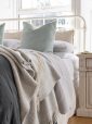 9001 - Oversize Merino Wool Cashmere Throw Pale Grey Cream Herringbone 3