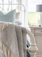 9001 - Oversize Merino Wool Cashmere Throw Pale Grey Cream Herringbone 5