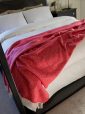 9002 - Oversize Merino Wool Cashmere Throw Raspberry Herringbone 1