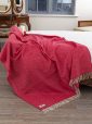 9002 - Oversize Merino Wool Cashmere Throw Raspberry Herringbone 2