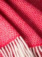 9002 - Oversize Merino Wool Cashmere Throw Raspberry Herringbone 3