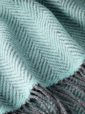 9003 - Oversize Merino Wool Cashmere Throw Duck Egg Herringbone 2