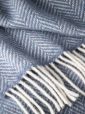9005 - Oversize Merino Wool Cashmere Throw Denim Cream Herringbone 2