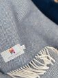 9005 - Oversize Merino Wool Cashmere Throw Denim Cream Herringbone 3