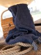 9007 - Oversize Merino Wool Cashmere Throw Dark Navy Herringbone 2