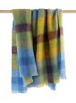 LM506 - Mohair Throw Blue Yellow Lime Brown Blocks