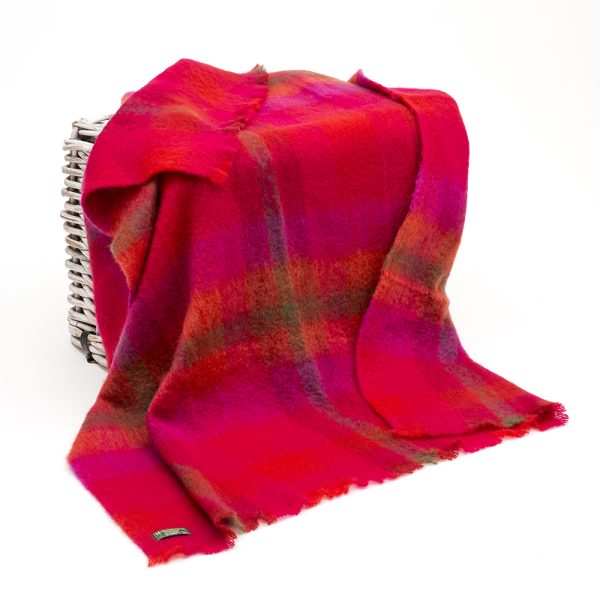 LM552 - Mohair Throw Bright Red & Pink Check 1 LM552 - Mohair Throw Bright Red & Pink Check 1