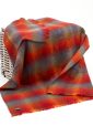 LM556 - Mohair Throw Bright Orange Red and Blue Check Mix