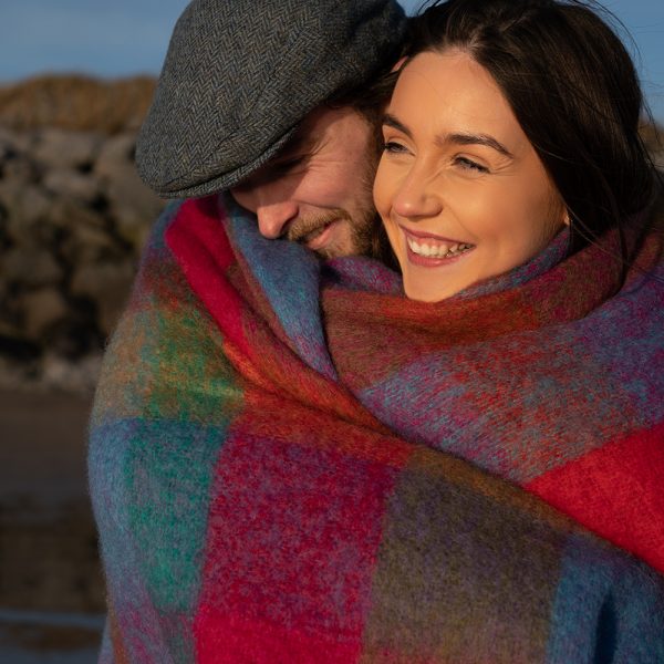 LM596 - Mohair Throw Bright Pink Mustard Purple & Aqua Block Check 10 LM596 - Mohair Throw Bright Pink Mustard Purple & Aqua Block Check 10