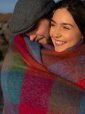 LM596 - Mohair Throw Bright Pink Mustard Purple & Aqua Block Check 10