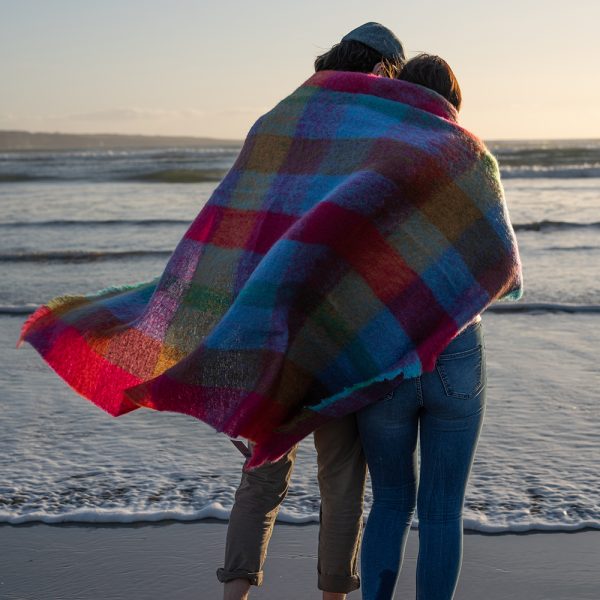 LM596 - Mohair Throw Bright Pink Mustard Purple & Aqua Block Check 12 LM596 - Mohair Throw Bright Pink Mustard Purple & Aqua Block Check 12