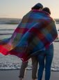 LM596 - Mohair Throw Bright Pink Mustard Purple & Aqua Block Check 12