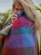 LM596 - Mohair Throw Bright Pink Mustard Purple & Aqua Block Check 14
