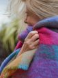 LM596 - Mohair Throw Bright Pink Mustard Purple & Aqua Block Check 16