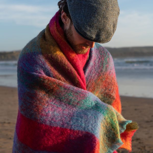 LM596 - Mohair Throw Bright Pink Mustard Purple & Aqua Block Check 5 LM596 - Mohair Throw Bright Pink Mustard Purple & Aqua Block Check 5