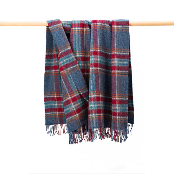 LW102 - Irish Picnic Blanket Denim Blue Rust Red Plaid 1 LW102 - Irish Picnic Blanket Denim Blue Rust Red Plaid 1