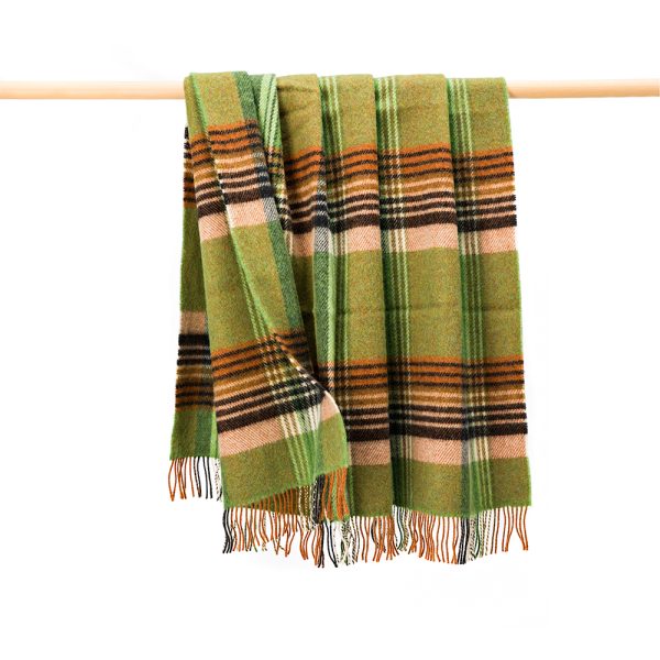 LW106 - Irish Picnic Blanket Green Orange Charcoal Cream Plaid 1 LW106 - Irish Picnic Blanket Green Orange Charcoal Cream Plaid 1