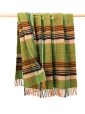 LW106 - Irish Picnic Blanket Green Orange Charcoal Cream Plaid 1