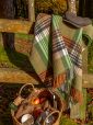 LW106 - Irish Picnic Blanket Green Orange Charcoal Cream Plaid 3